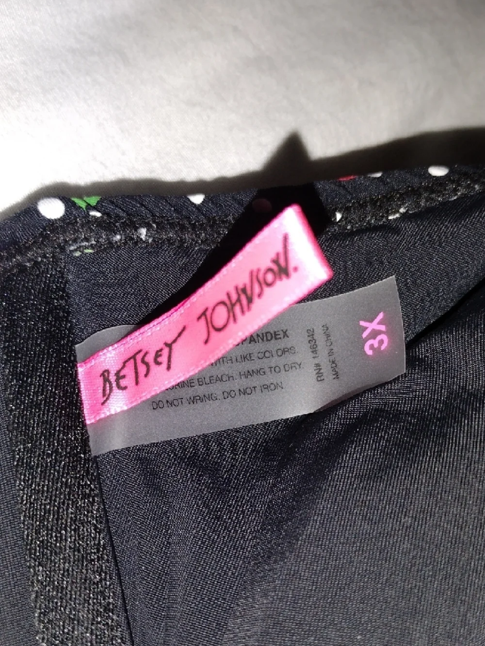 Betsey Johnson Black Cherry Polka Dot One-Piece Swimsuit - Picture 2 of 2